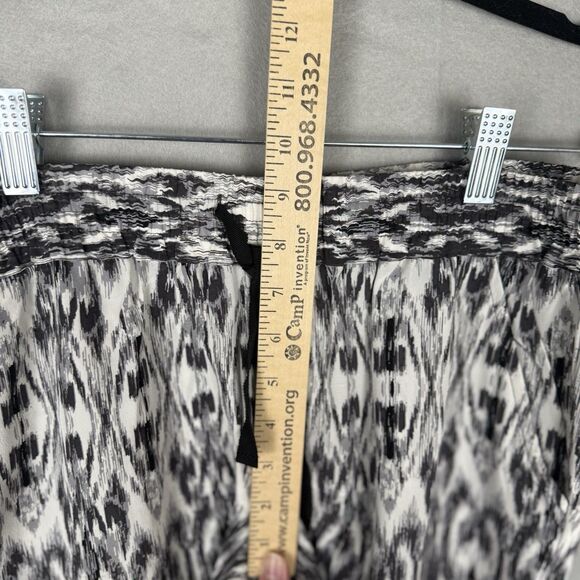 JOIE Women's S 100% Silk Wide Leg Elastic Waist Black and White Pants w/Pockets - Picture 7 of 7